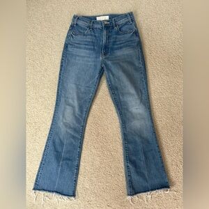 MOTHER hustler ankle fray in light wash